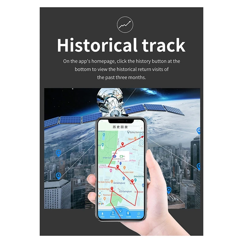 노인용 GPS 추적 장치, 음성 청취 SOS 4G GPS 추적기, 목걸이 경보 시스템, 사용하기 쉬움, 블랙 (A)