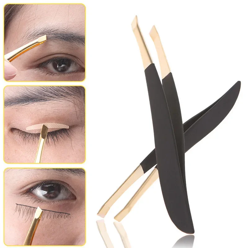 1Pc Professional Stainless Steel Hair Removal Eye Brow Eyebrow Tweezers Clip Gold Women Beauty Makeup Tools