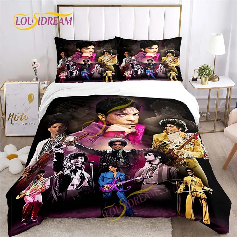

Prince Rogers Nelson fan gift 3D printed DIY pattern bed sheet with pillowcase music talent king size full double bed set