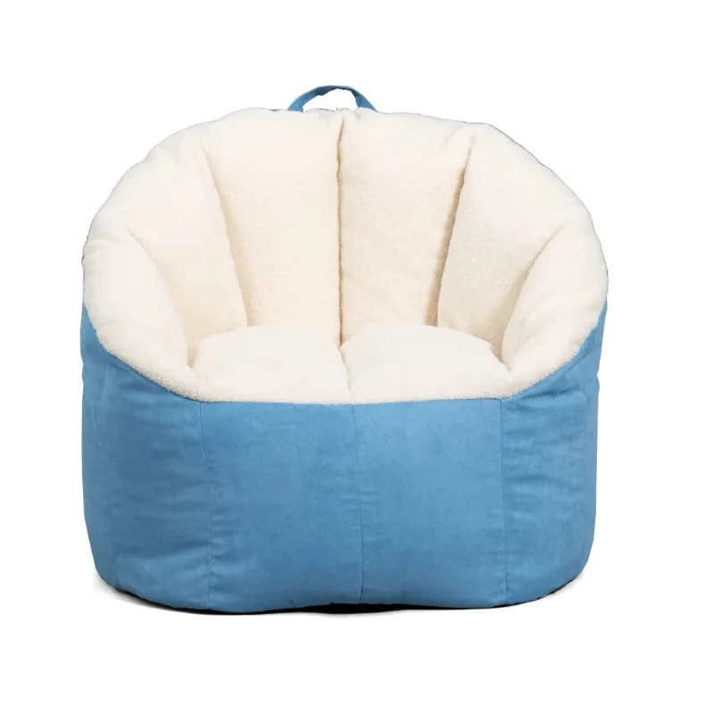 

Big Joe Milano Bean Bag Chair, Oat Sherpa and Dusty Blue, Vegan Suede, 2.5 feet