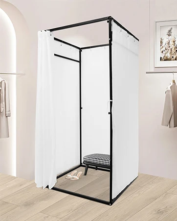 Tragbare Umkleidekabine für Bekleidungsgeschäfte mit Schattierungsvorhang und temporärer Wand – Detail 4