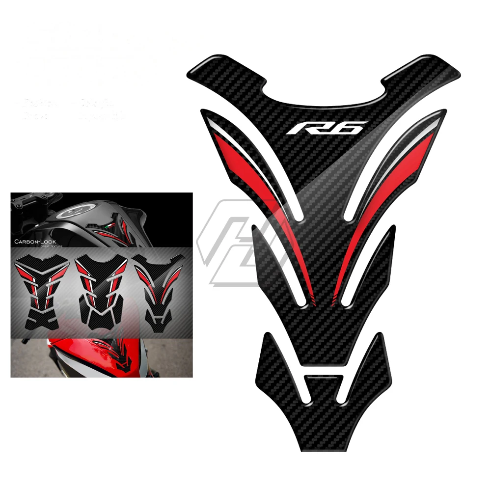For Yamaha YZF-R6 R6 All Year 3D Carbon-look Motorcycle Tank Pad Protector Sticker