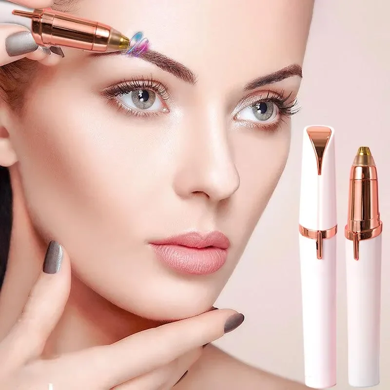 Electric Eyebrow Trimming Tool For Beginners Automatic Electric Eyebrow Trimmer Nose Hair Shaving Brush Scraper Battery Ver 1pc