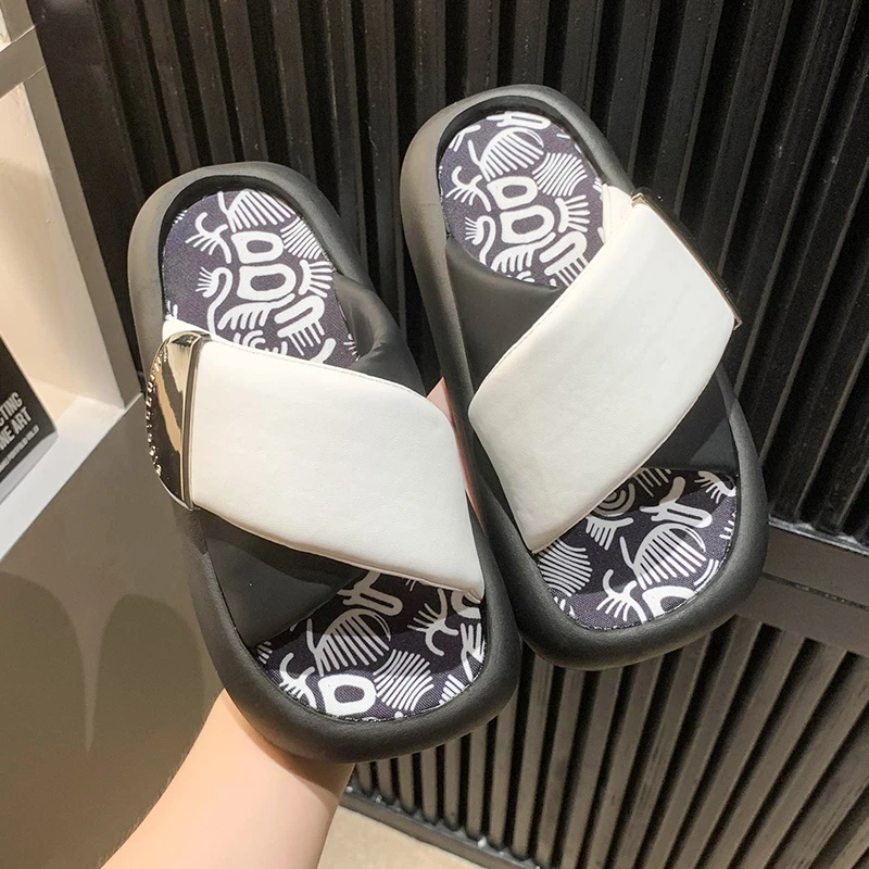 

Ladies Shoes 2023 Summer Fashion Platform Women's Slippers Outdoor Walking Casual Slippers Women Mixed Color Flat with Sandals