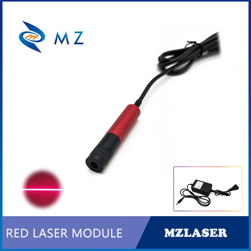 Laser Module Red Line  D12mm 635nm 50mW Adjustable Focusing High Quality Glass Lens With Adapter CW Circuit Model ACC Drive Type high quality adjustable focusing d10x35mm 450nm 10 20 30 50mw pmma lens ttl industrial blue dot laser module