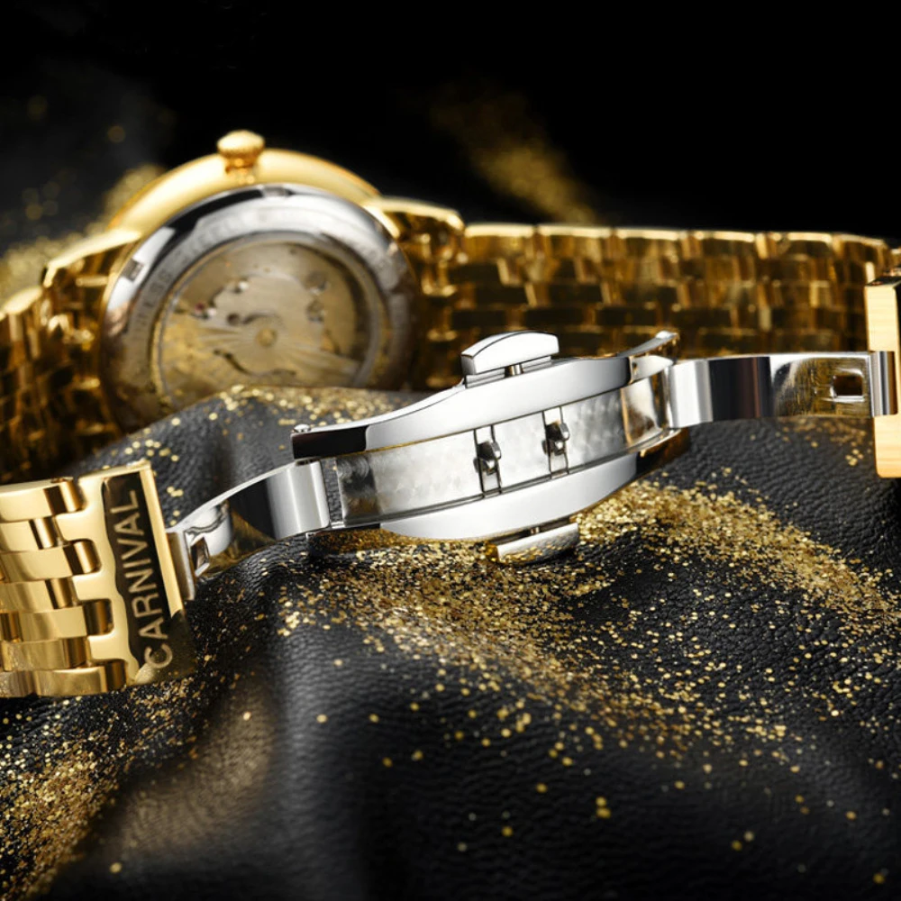 CARNIVAL Top Brand Ruby Time Mens Watches Luxury Business Automatic Mechanical Watch Gold Men Clock Relogios Masculino_voghion.com