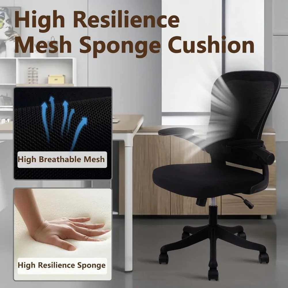 Office Computer Desk Chair, Ergonomic Mesh Rolling Work Chairs, Executive Task Chairs with Adjustable Lumbar Support Flip-up 6