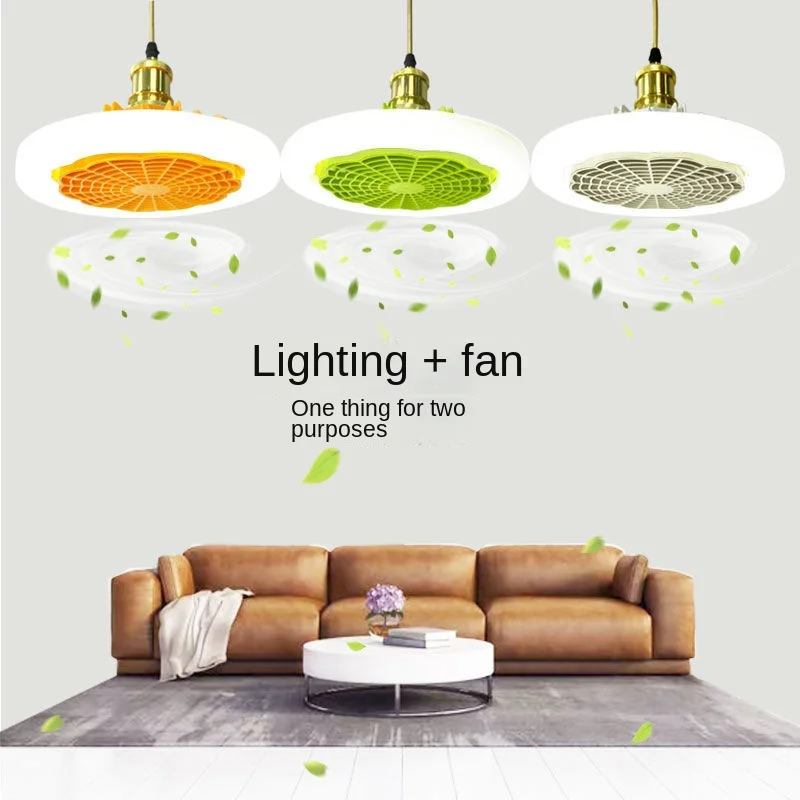 

E27 New Screw Suction Hanging Dual-purpose Small Fan Light Ceiling Fan Kitchen Ultra-quiet LED Fan Light Decoration Bedroom Lamp