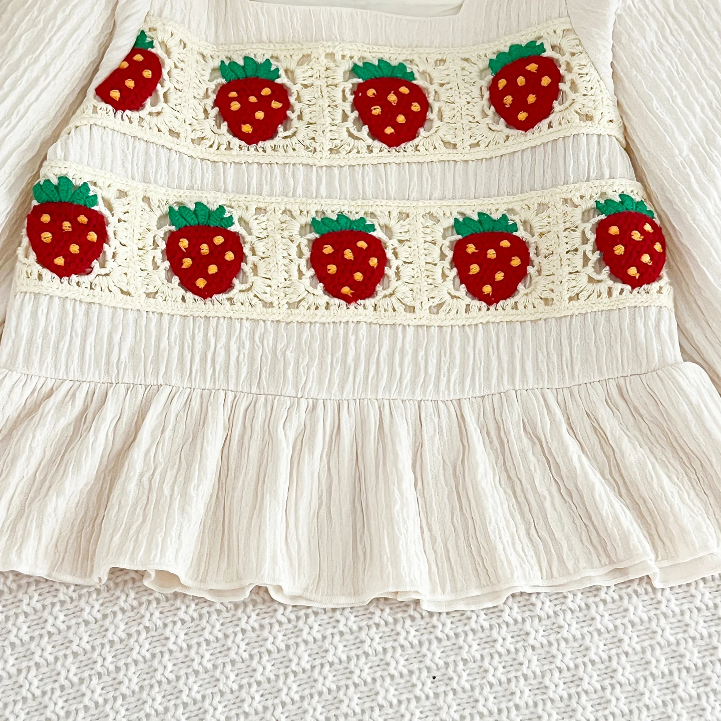 Girls Clothing Sets  Autumn Strawberry Gouhua Long-sleeved Ruffled Top Wide Leg Pants 2-piece Kids Clothes Suit - 4