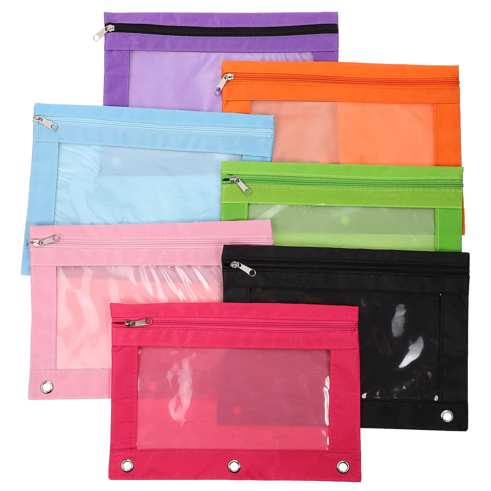 

7 Pcs Three Hole Stationery Pencil Case Portable Bag Household Pouch Wear-resistant Supply