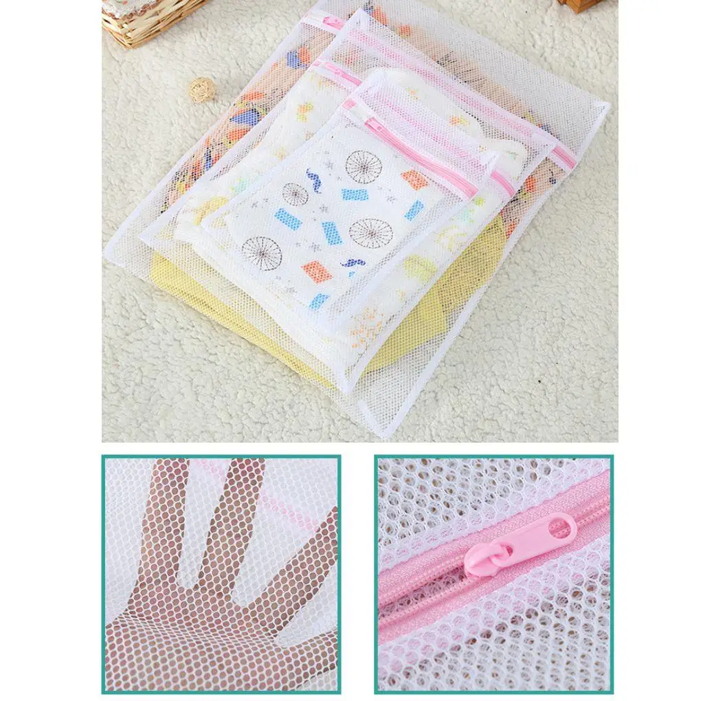 5pcs Zippered Mesh Laundry Wash Bags for Delicates Lingerie Socks Underwear