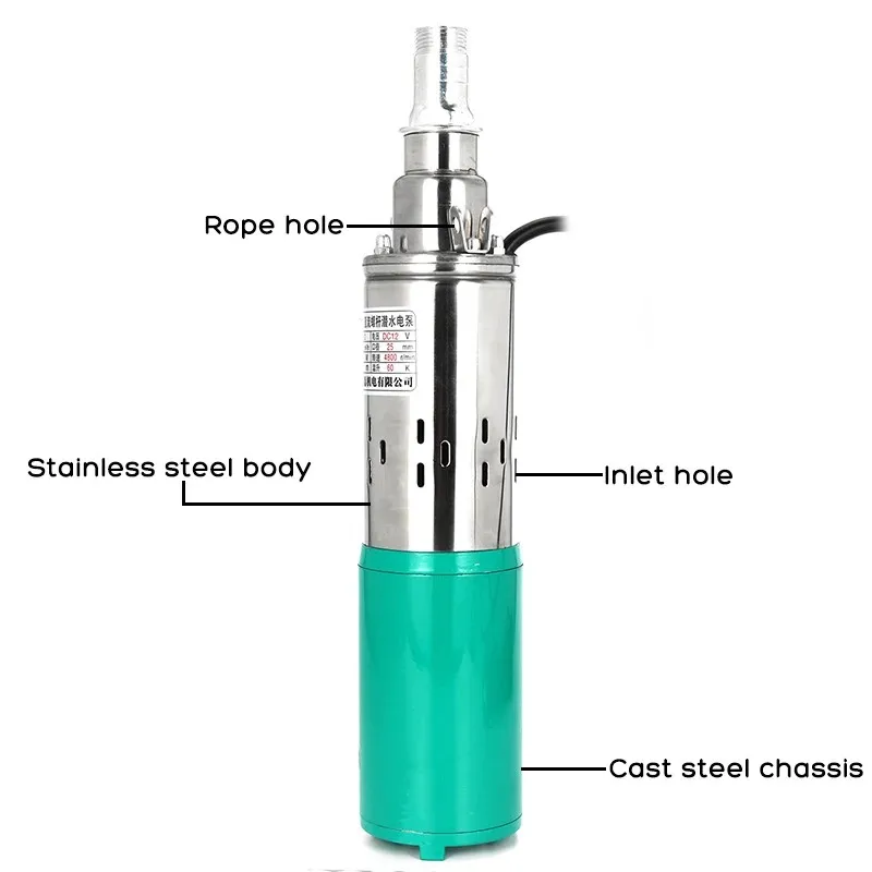 12V/24/48V High Lift 40m Solar Water Pump High Pressure Deep Well Pump Submersible DC Pump Garden Home Agricultural Irrigation