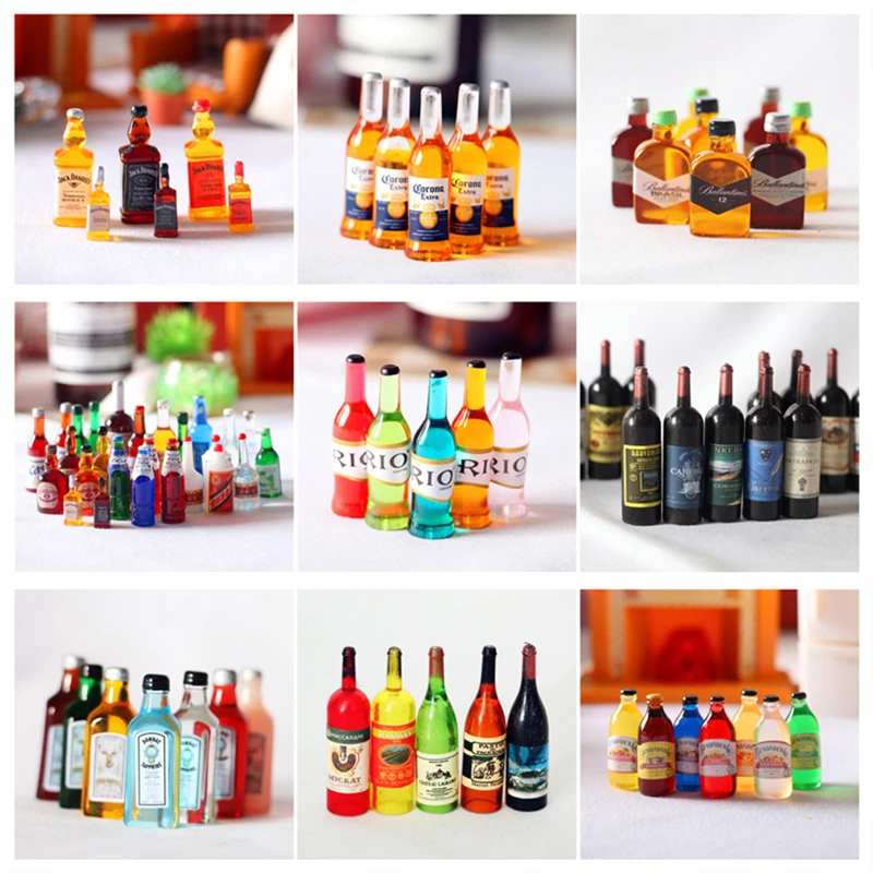 5pcs Dollhouse Miniature Mini Simulation Beer Cans Wink Drink Bottle Play Food Micro Landscape Doll Kithcen Food Toy Accessories