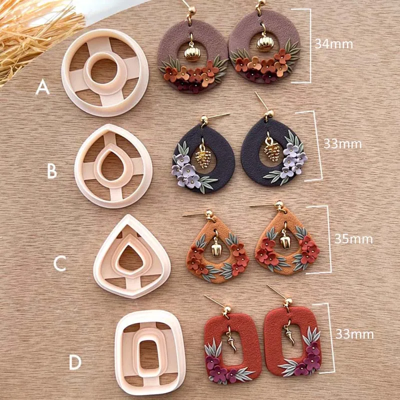 Polymer Clay Cutter Basic Donut Polymer Clay Cutters Earring Cutter Fall Autumn 14K Gold Plated Charms Polymer Clay Tools Charms polymer clay cutter