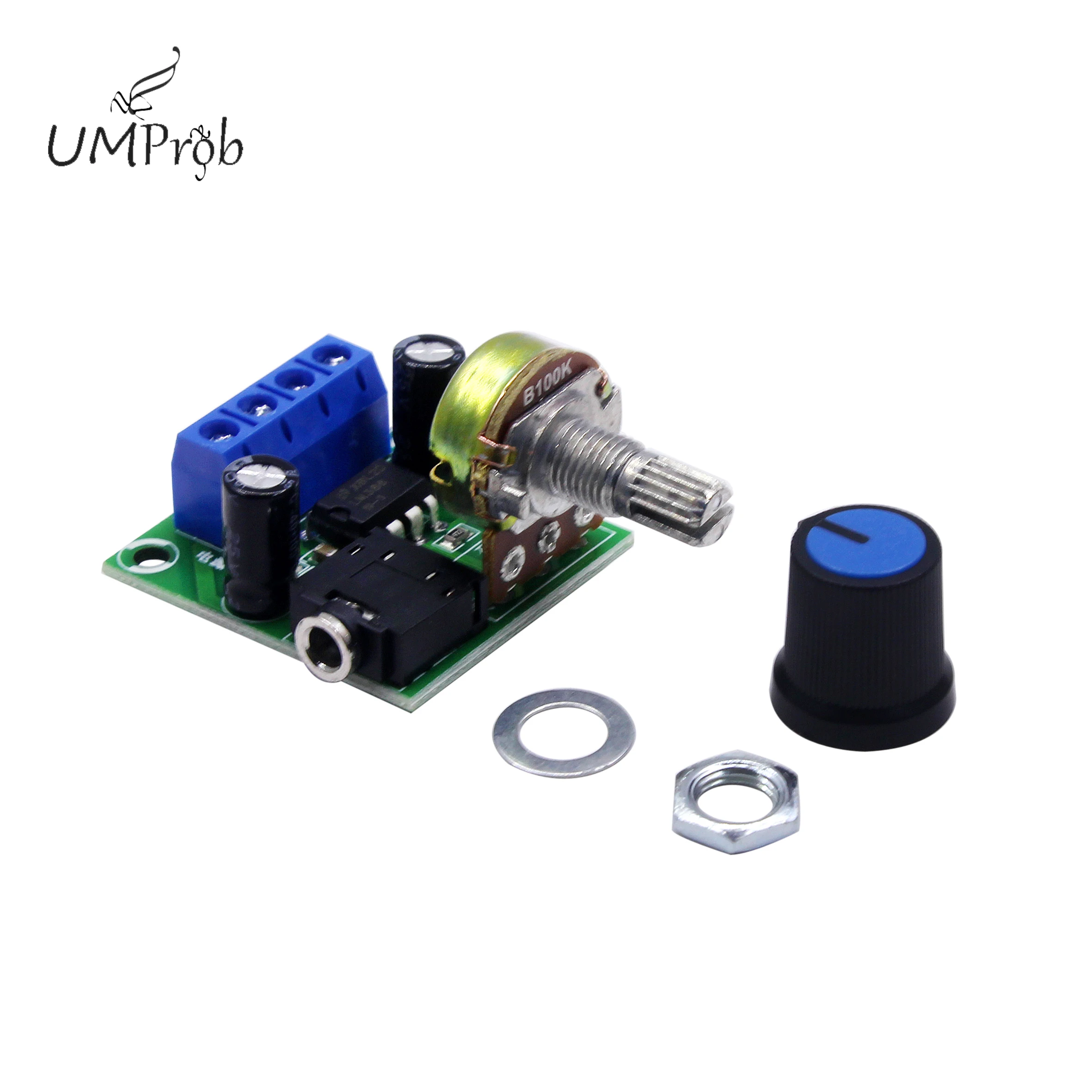 LM386 Mini Audio Amplifier DIY Kit Board - Unsoldered, 3-12V Input, Super Small 35x37mm, Mono Class D Amp