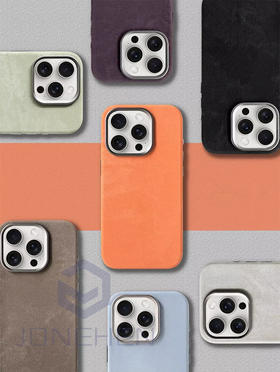 Magnetic Fiber Leather Phone Case For iPhone 15 14 13 12 16 17 Pro Max 15Plus For MagSafe Wireless Charge Shockproof Back Cover — view 2
