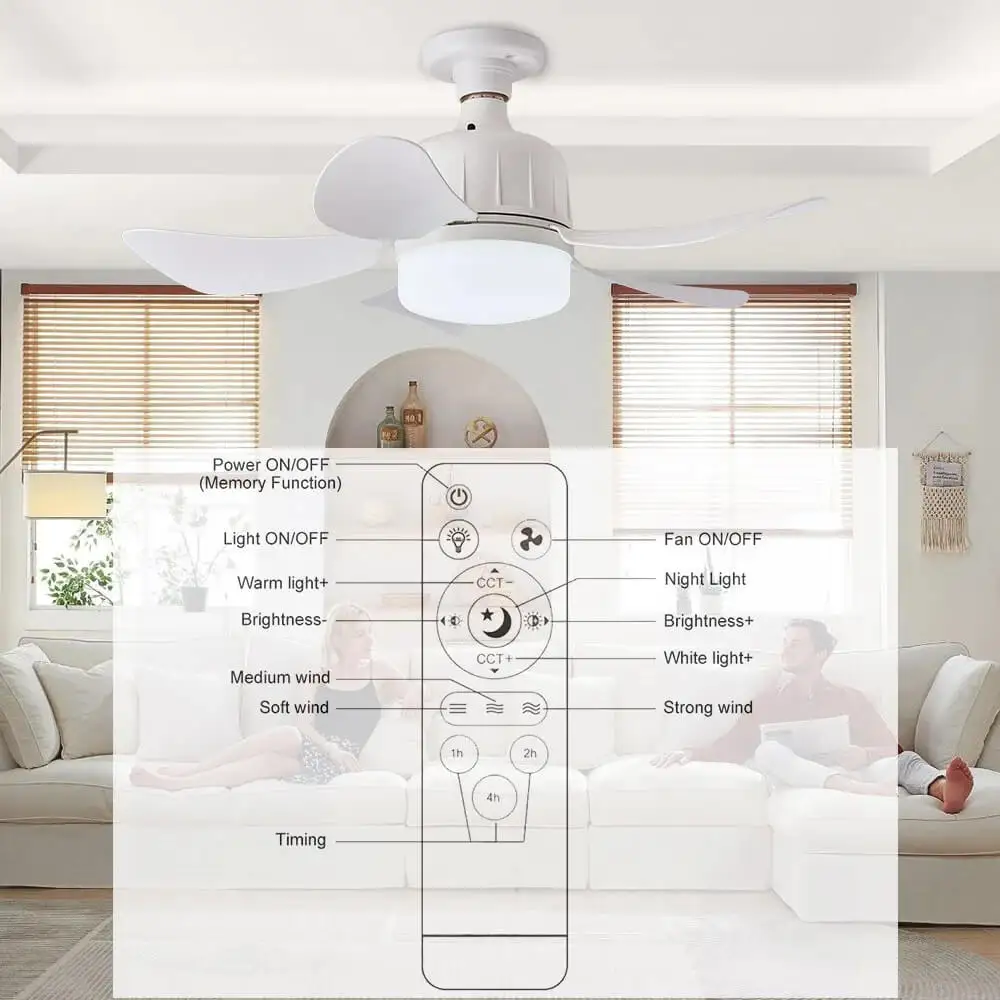 LED Ceiling Fan 17.7in Small Ceiling Fan with 3-Speeds Wireless Fans Lighting For Bedroom and Small Rooms