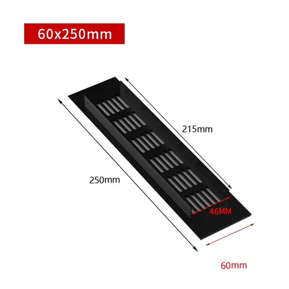 Air Vent Grille Ventilation Grille Shoe Cabinets Wardrobe Black Cabinet Clean Easy To Install Rectangular Durable