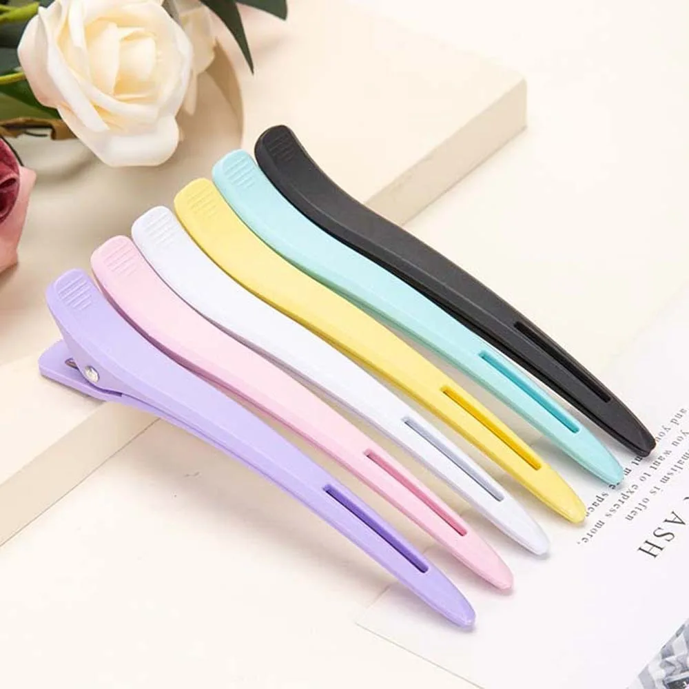 Description Picture 4 of item1Pc Fluffy Hair Clips Barber Pro Partition Duckbill Hairpin Colorful Salon Styling Tools