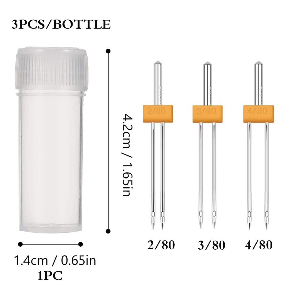 thumbnail image 2 of Sewing Machine Double Needles (Twin Needles) - 3 Sizes (2mm, 3mm, 4mm) 3-Pack With Storage Box 2 of 14