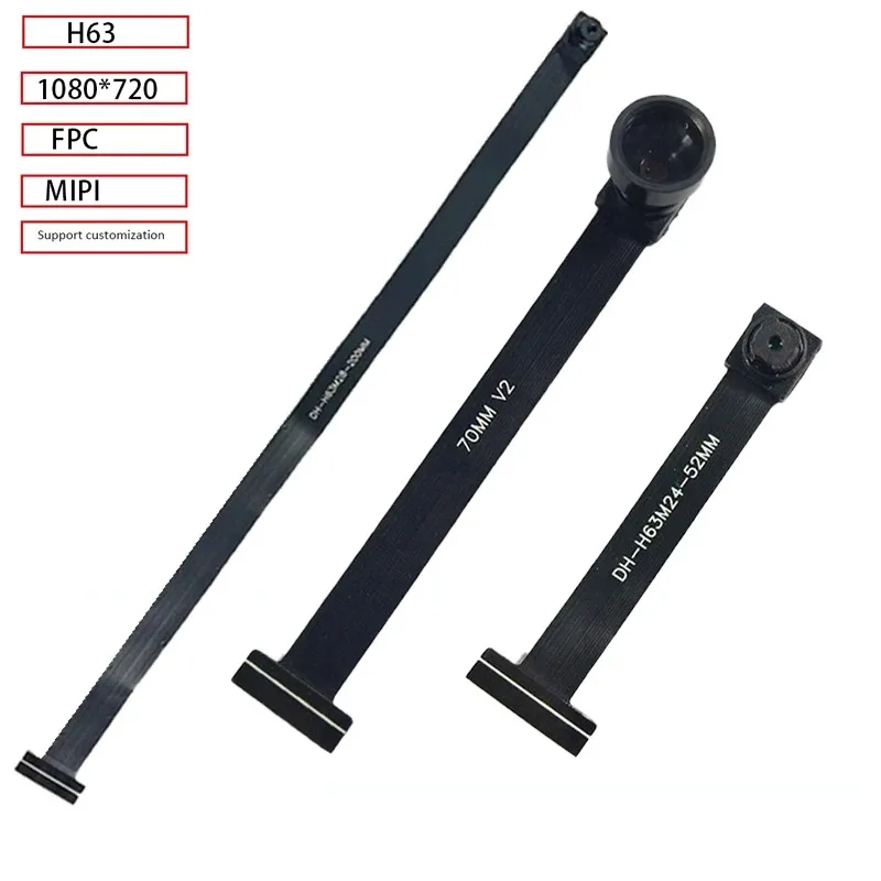 1MP 1280*720 H63 카메라 모듈 80도 MIPI SPI DVP 24/28 핀 인터페이스 1/4 렌즈 52/70/200MM 길이