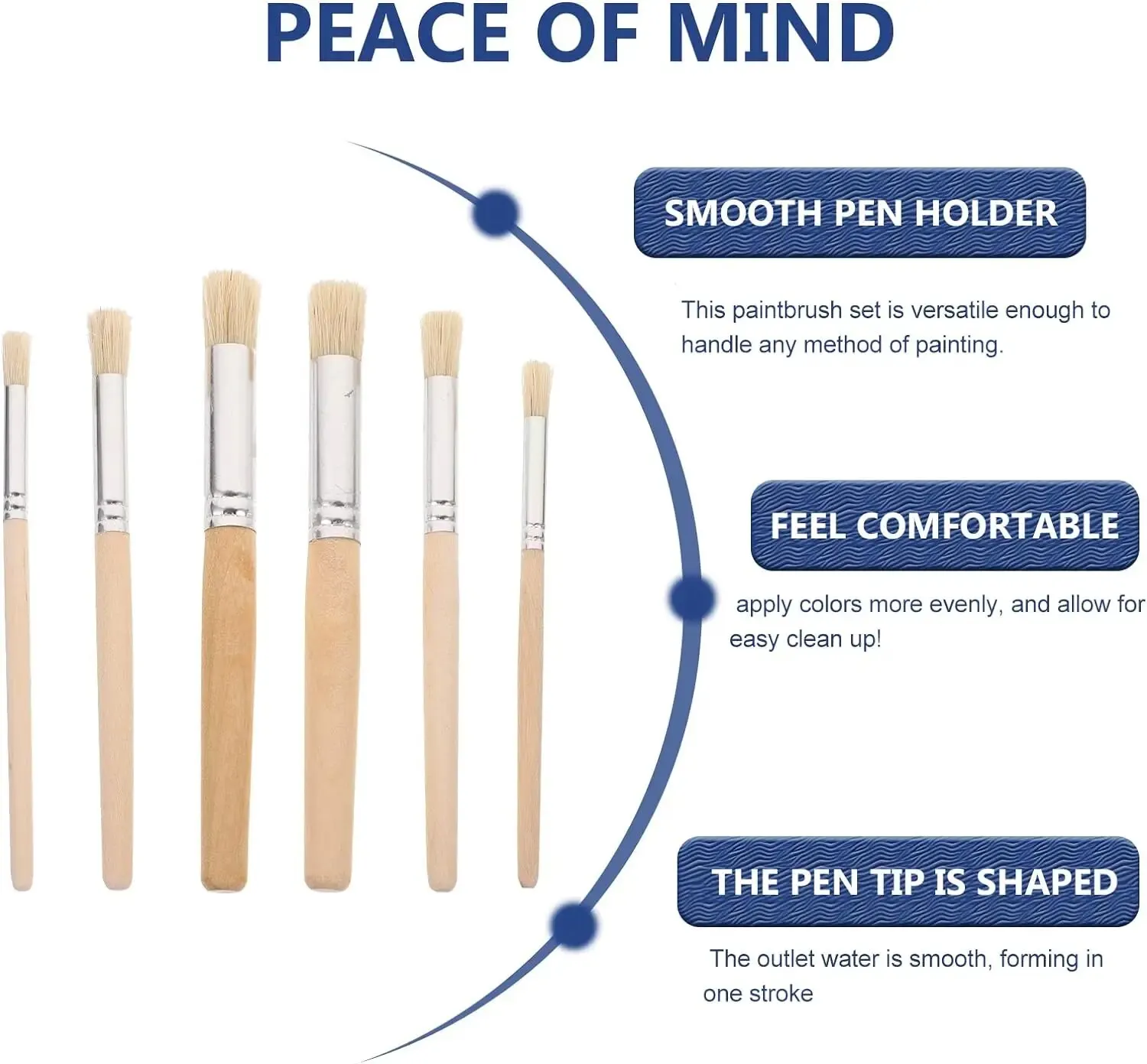 12 Pennelli Tondi In Legno Per Stencil E Pittura, Setole Naturali, 3 Dimensioni, Per Acrilico E Olio, Fai Da Te