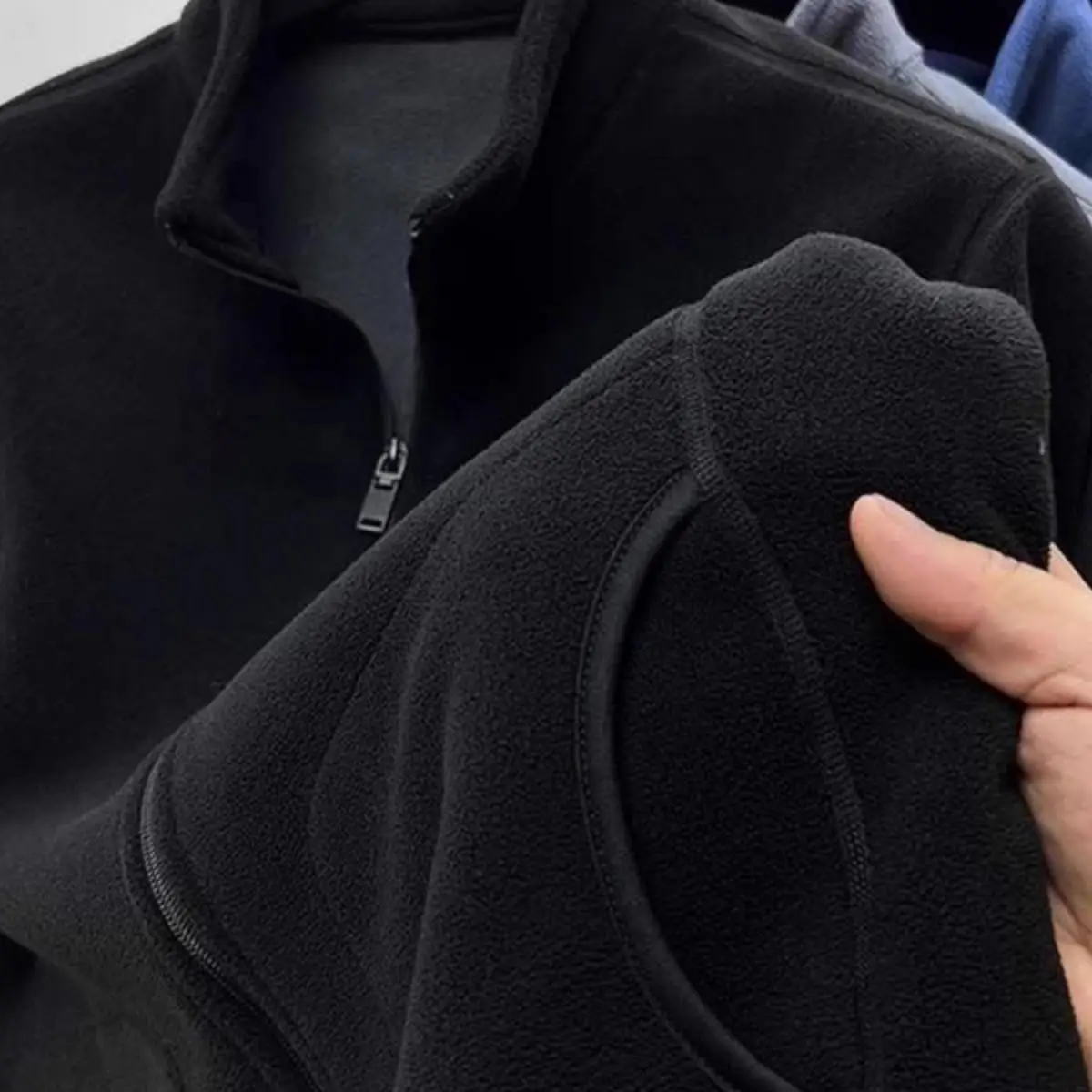 Men's Fce Long Sve Cardigan Jaet Loose Fit Stand Collar Trendy Brand Autumn Winter Casual Wear Zipper Closure  C...