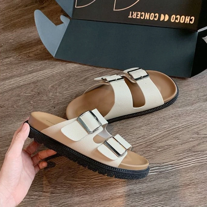 Sandales Orthopédiques Femme | Cuir Souple | Bout Ouvert | Semelle Antidérapante | Confort Léger | Chaussons D'Été