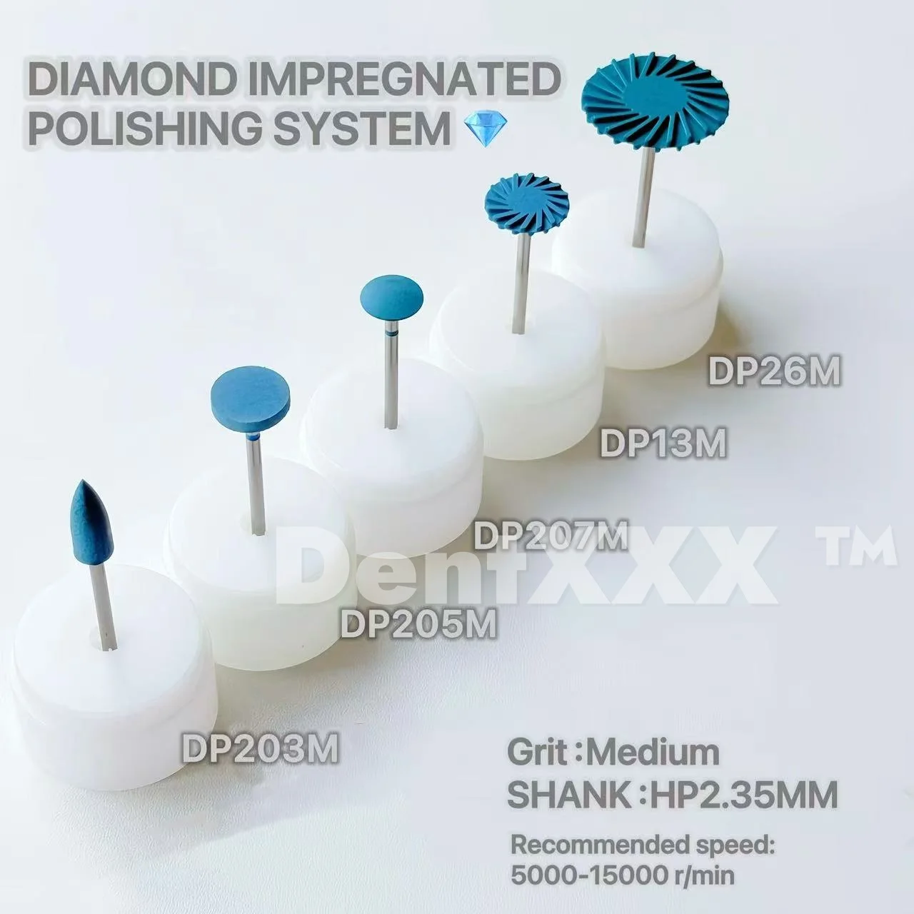 Medium Grit Diamond Polishing Head for Finishing and Polishing - 2.35mm