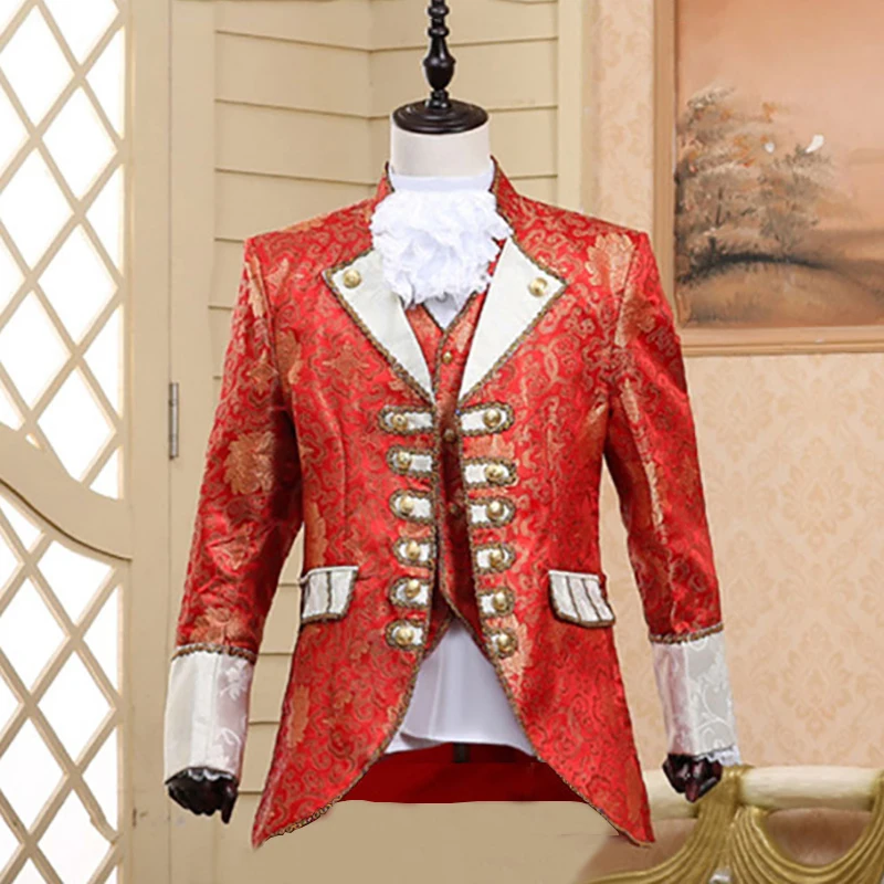 

King Prince Costume Deluxe Victorian Medieval Victorian Costume Tuxedo Suit Jacket Steampunk Party Stage Performance Dress Coat