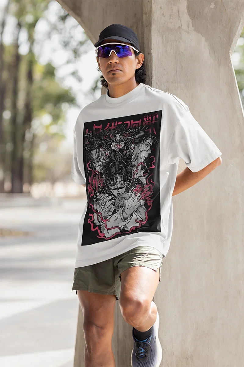 

Чёрная футболка с принтом японского манга из 100% хлопка