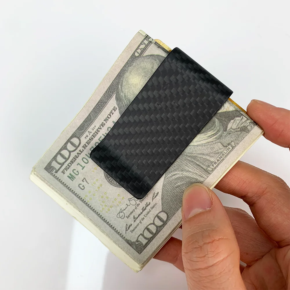 Matte Black Twill 1 Pcs Slim 28mm Real Carbon Fiber Card Bill Cash Clip Durable Luxury Ticket Clip For Men