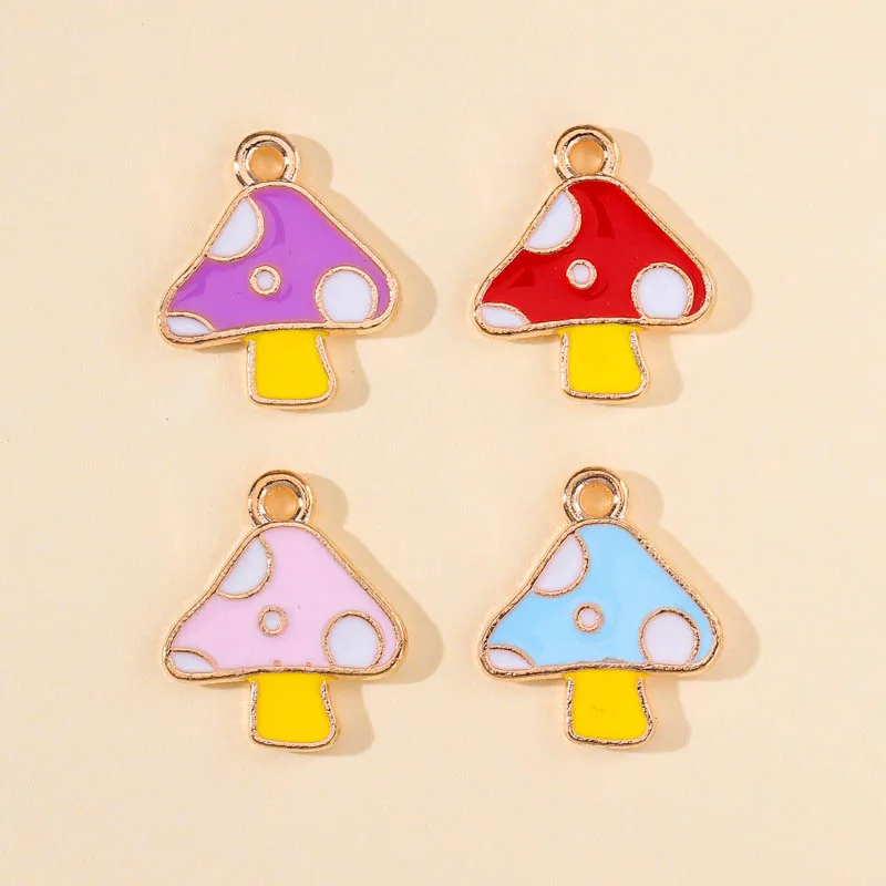 

20Pcs Enamel Cute Mushroom Alloy Charm Pendants for DIY Jewelry Making Fashion Earring Bracelet Necklace Accessories Findings