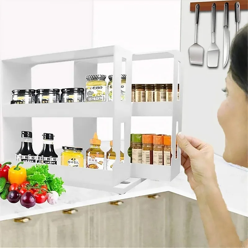 Cabinet Caddy Pull Out Rotating Spice Rack Home Kitchen Spice