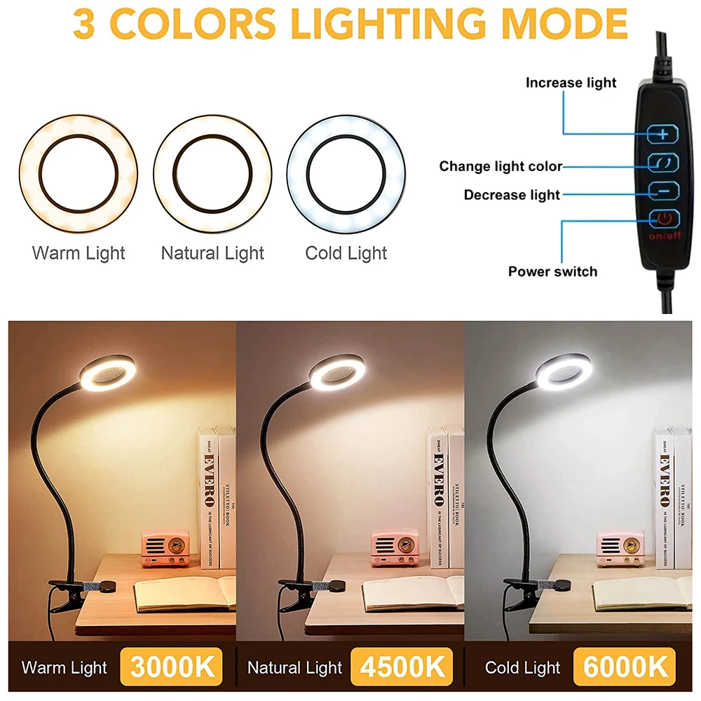5X Magnifying LED Desk Lamp 3 Color Modes 10 Brightness Levels USB Powered Perfect for Diamond Painting Reading diamond painting