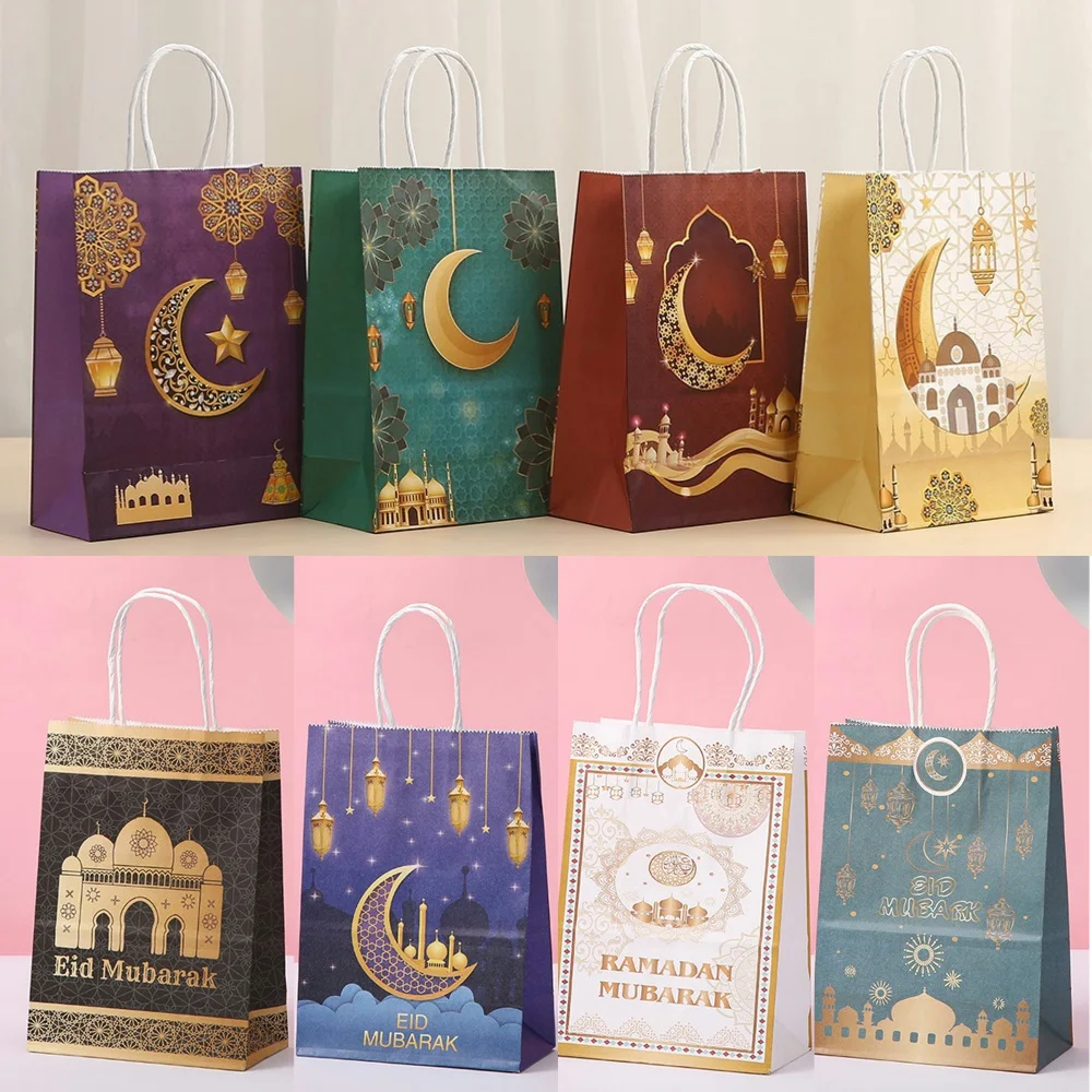 4/6 stücke Eid Mubarak Geschenk Taschen Ramadan Kareem Eid Mubarak Dekoration 2026 Süßigkeiten Verpackung Beutel Islamischen Muslimischen Party Decor liefert