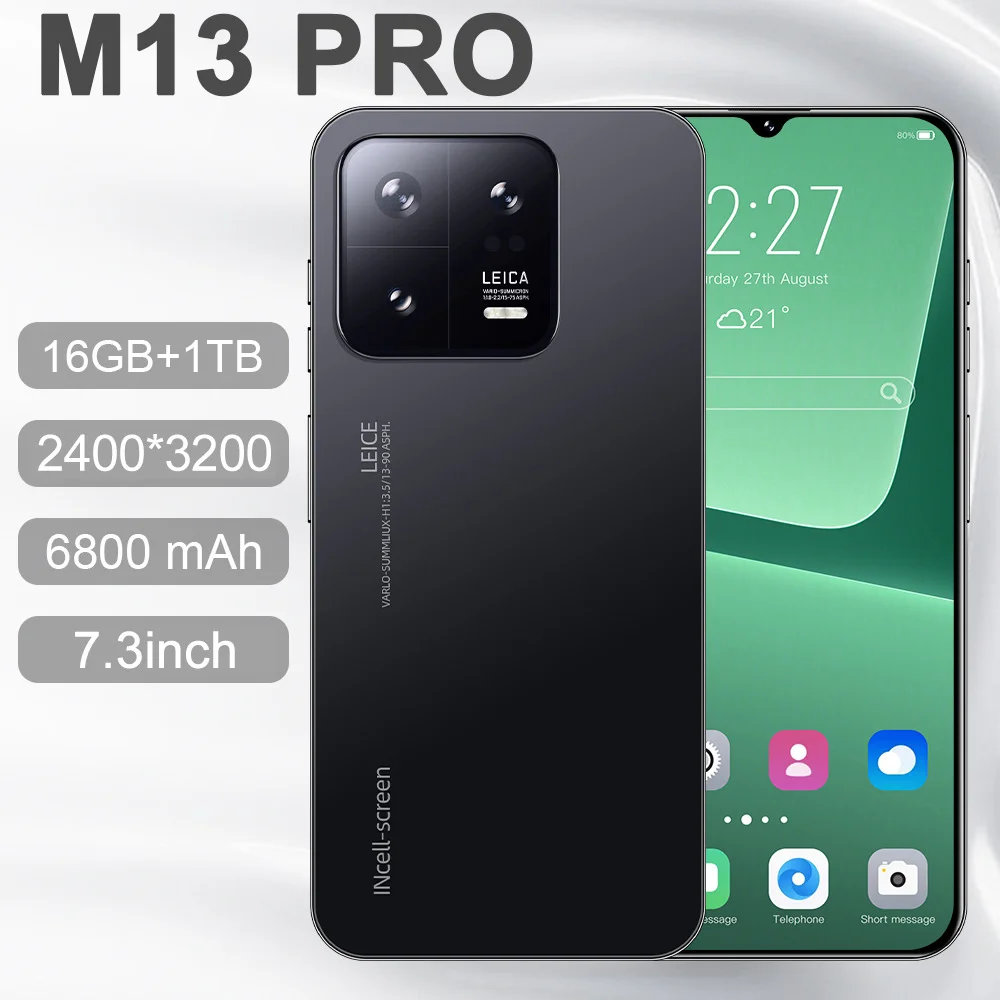M13 Pro SmartPhone 7.0HD Screen 16G+1T 6800Mah Android13 Celulare Dual Sim Face Unlocked 5G Original Mobile Phone MI Global
