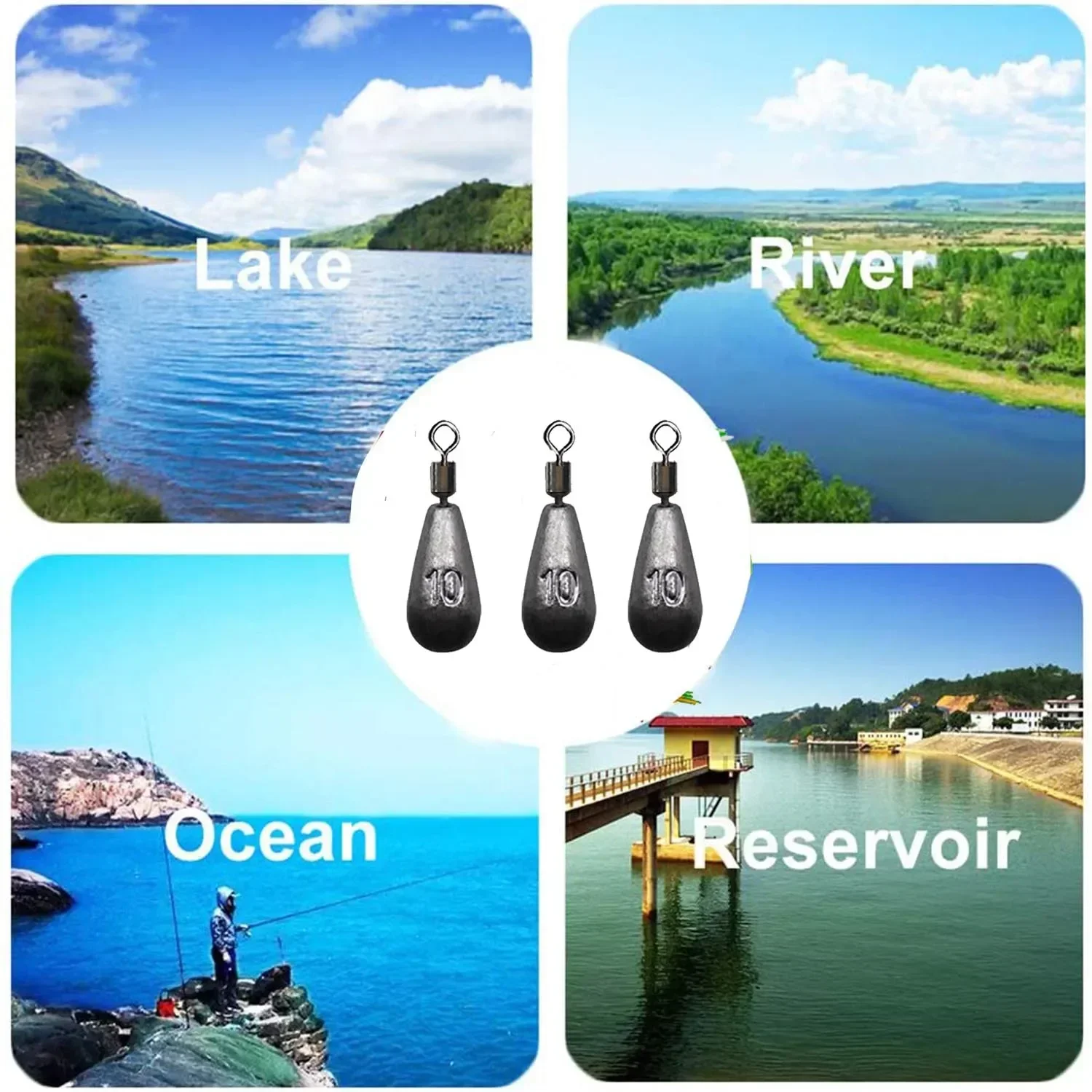 10pcs/lot Fishing Weight Sinker 3.5g 5g 7g 10g 14g 20g Water Drop Weights Fishing Tackle Accessories fishing counterweight sinker