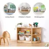 Rubber Wood Montessori Shelf and Toy Storage, 23.6" L, Compact Toddler Bookshelf , Solid Wood Storage Cabinet Shelves 5