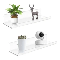 2Pcs Transparent Storage Rack Acrylic U-shaped Wall-mounted Storage Shelf Home Wall Decor 1