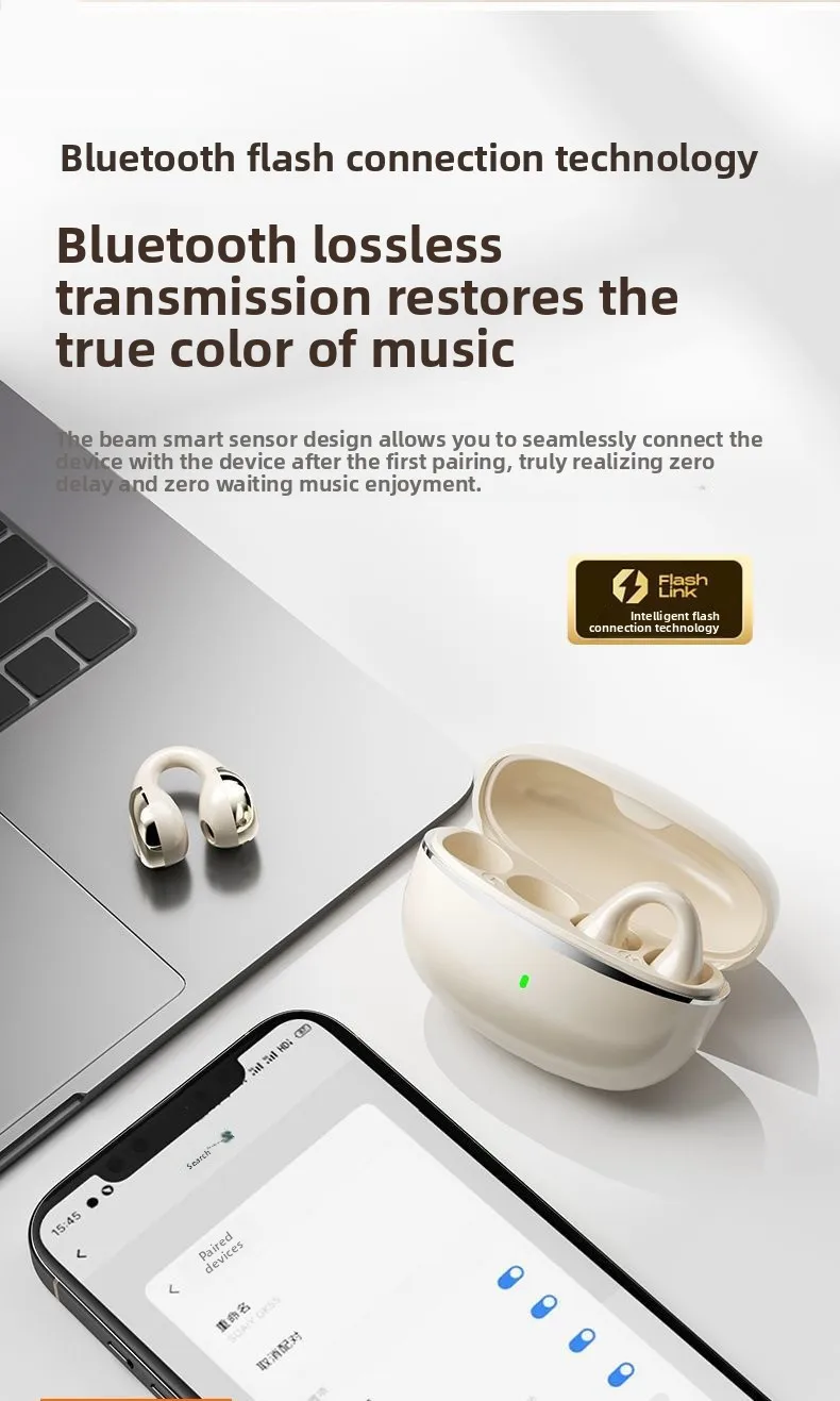 2025 New Cross-border Bluetooth Ear Clip Headphones with Long Battery Life, Open