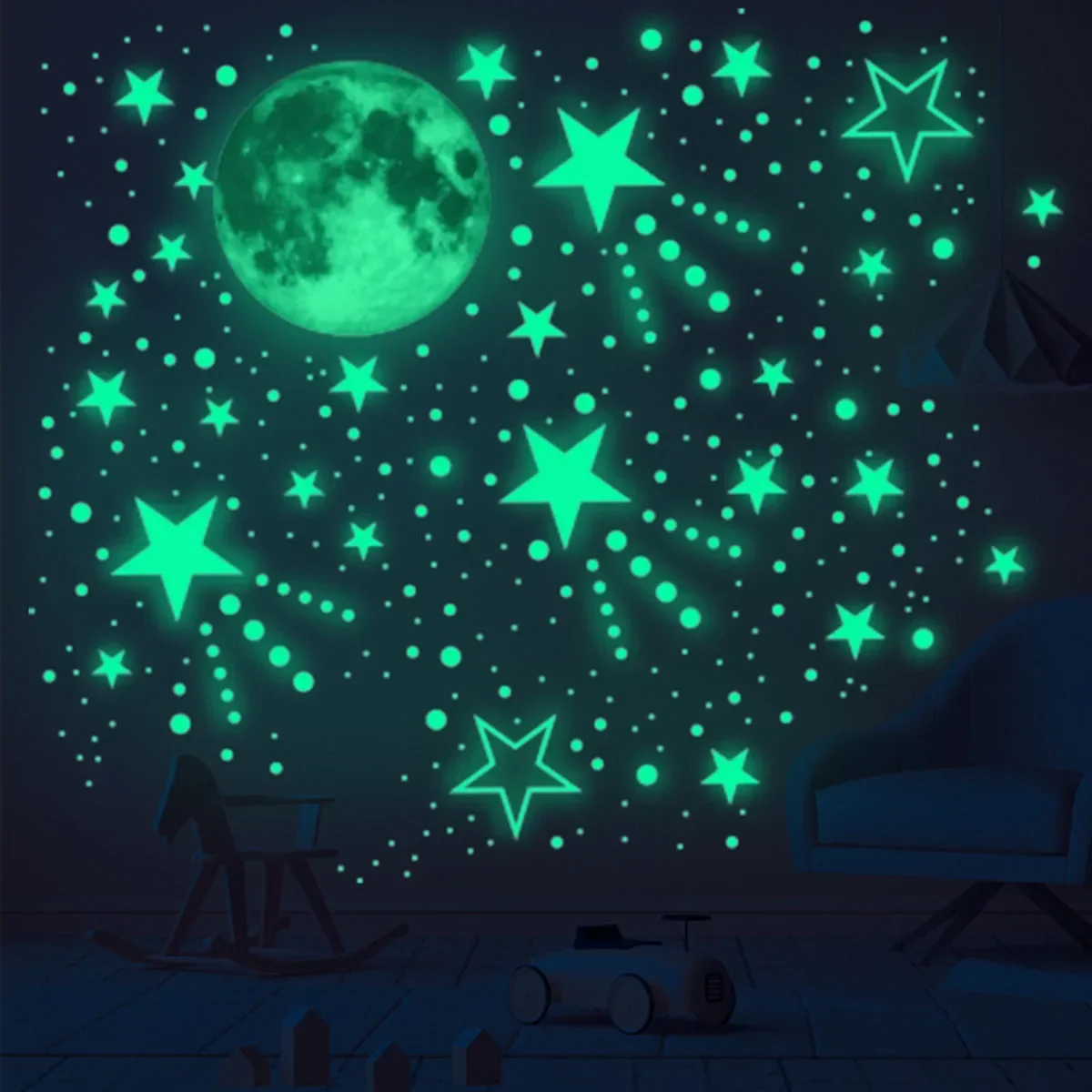 Luminous Moon Stars Wall Stickers Glow in the Dark Bedroom Decor