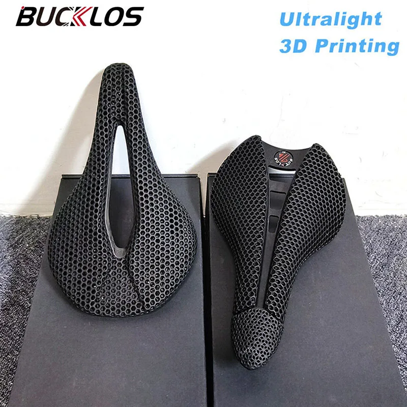 

BUCKLOS Carbon Fiber Cycling Bicycle Saddle 3D Printing MTB Road Bike Seat Hollow Breathable Mountain Gravel Bicycle Cushion