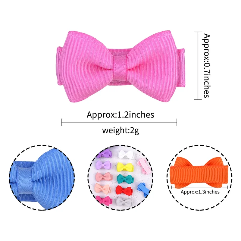 1.2 Inches Solid Colors Mini Hair Bows