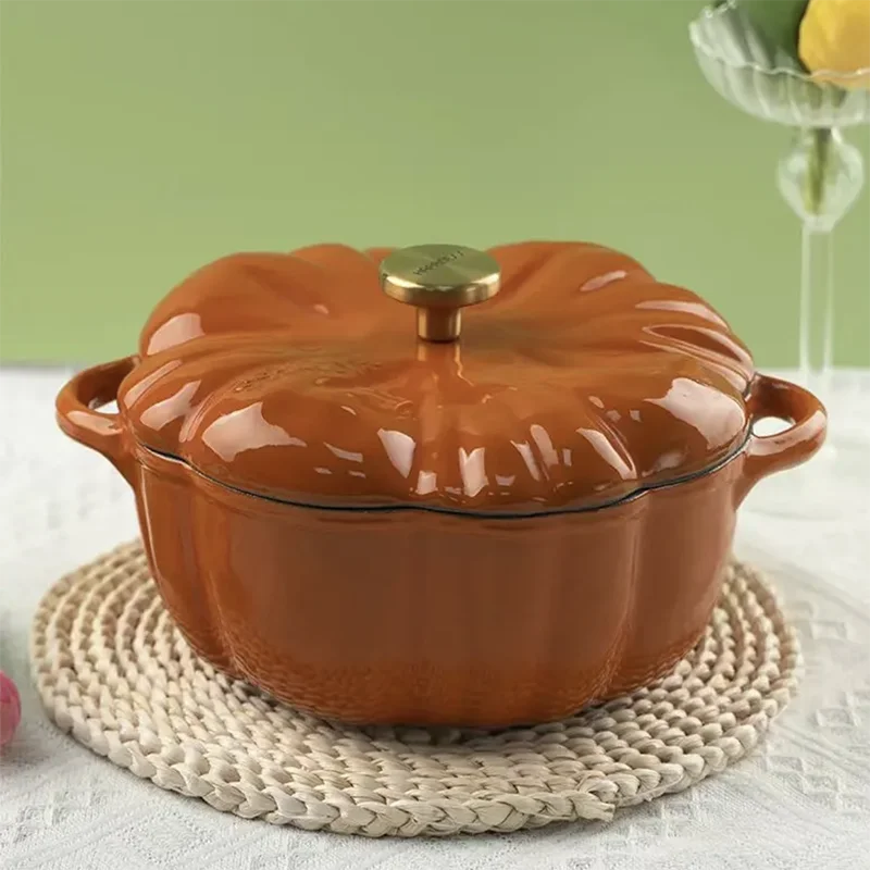  Klee 4-Quart Dutch Oven Pot with Self-Basting Lid (Pumpkin) -  Heavy-Duty Enameled Cast Iron Dutch Oven Casserole Dish for Braising,  Broiling, Baking, Frying, and More - Oven-Safe Up To 500°F: Home