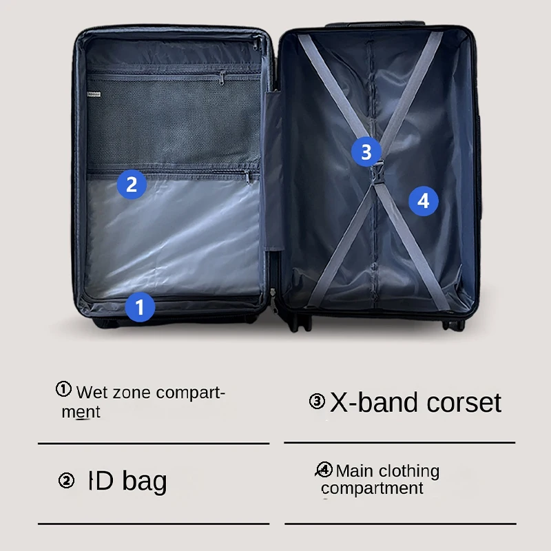 Set Of 2 Luggage Suitcases With Wheels And Telescopic Handle Black Blue_voghion.com