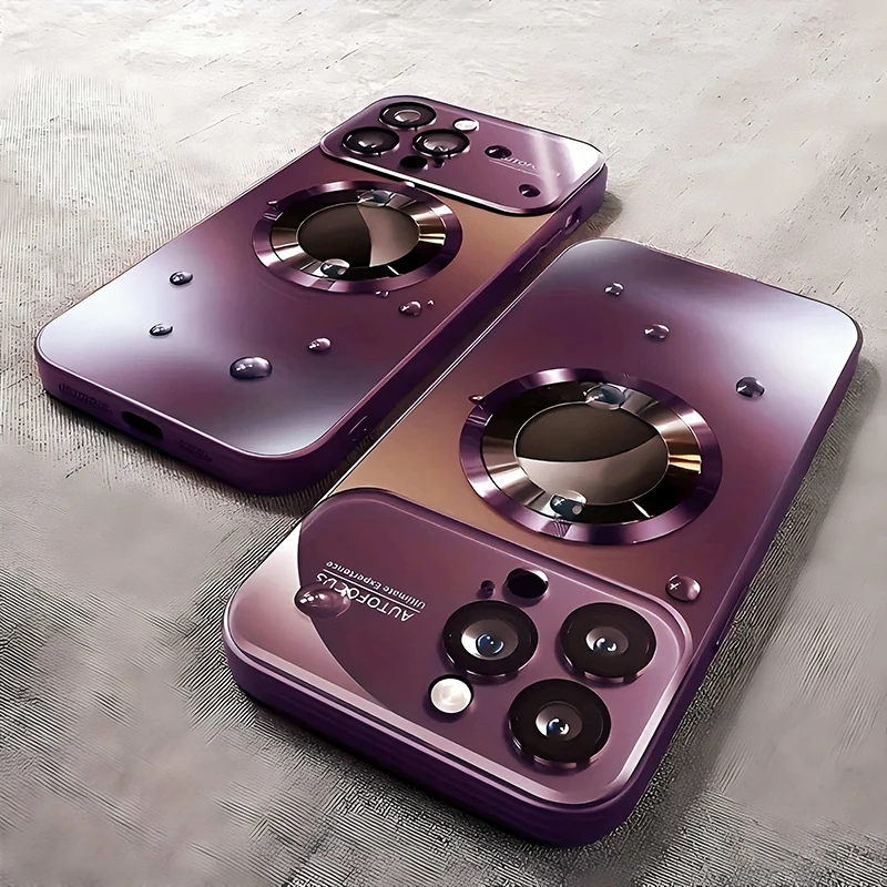 Titanium Metallic Magnetic Phone Case with Matte Finish and Wireless Charging Capability