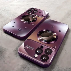 Titanium Metallic Magnetic Phone Case with Matte Finish and Wireless Charging Capability - iPhone 13 Pro Max (Wine red)