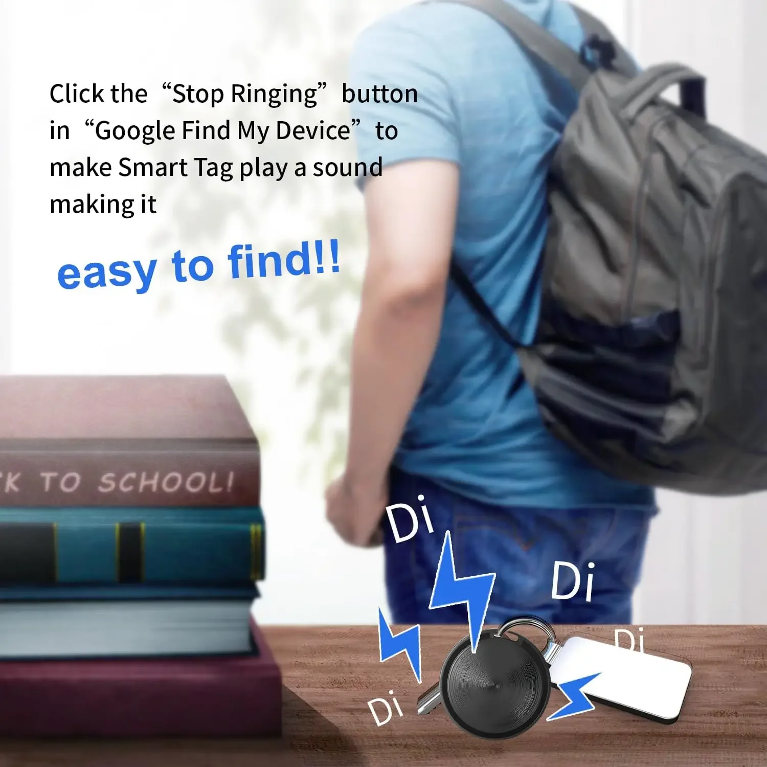 Localizzatore Bluetooth a doppio sistema nero per Android, tag di tracciamento oggetti F8 compatibile con l'app My o Google Find Hub per iOS_voghion.com