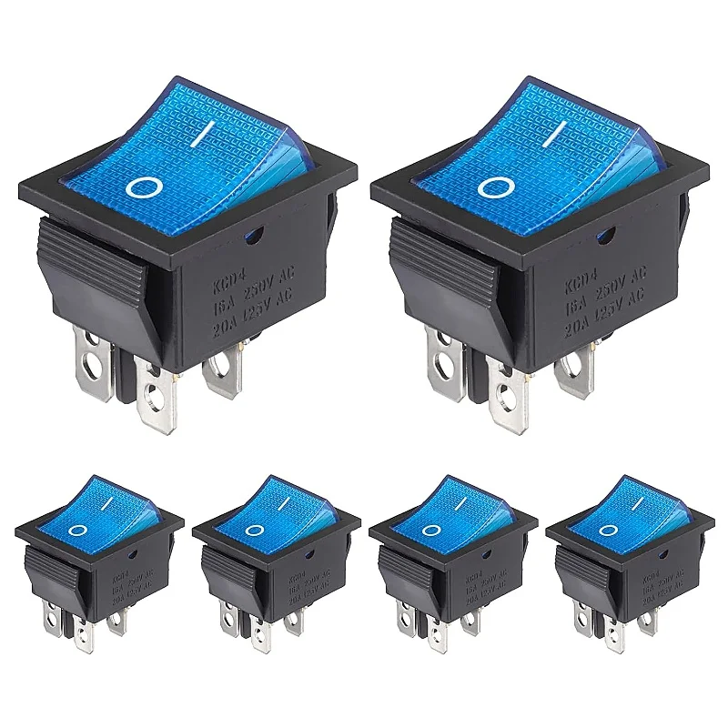 Rocker Switch 4-Pin AC 16 A 250 V 20 A 125 V On/Off Toggle Switch Blue ...